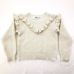 Epic Threads Girls 4T Ivory Double-Ruffle Pullover Sweater Crewneck